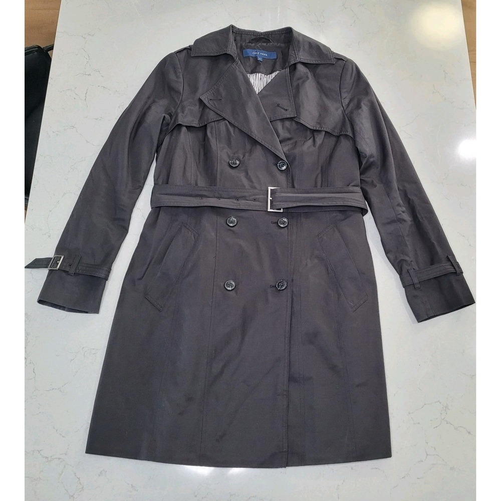 Cole Haan Women's Black Double Breasted Trench Coat w/Belt  Size M